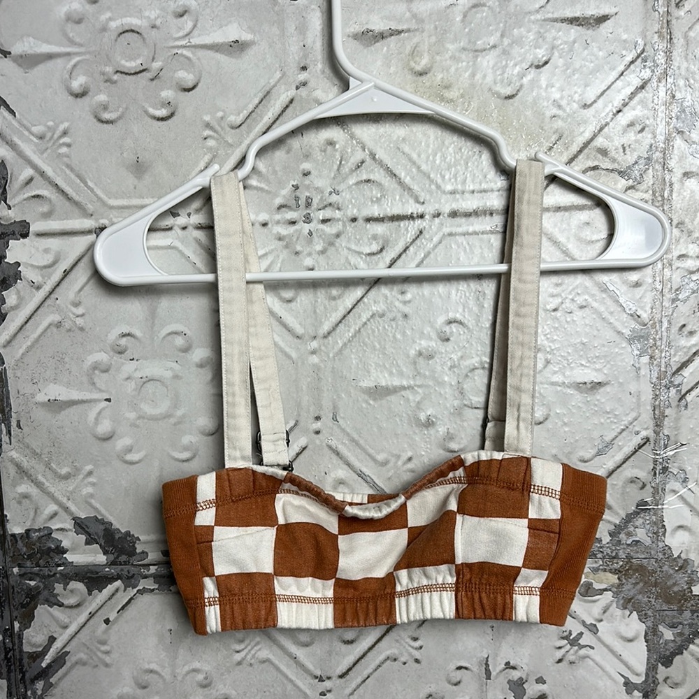 Orange  and White Checkered bralette